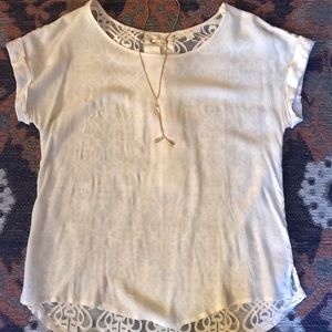 Lace back high-Lo blouse